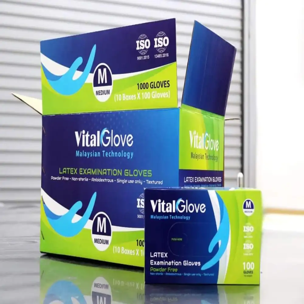 جوانتي فحص لاتكس vital glove /علبة 100 قطعة