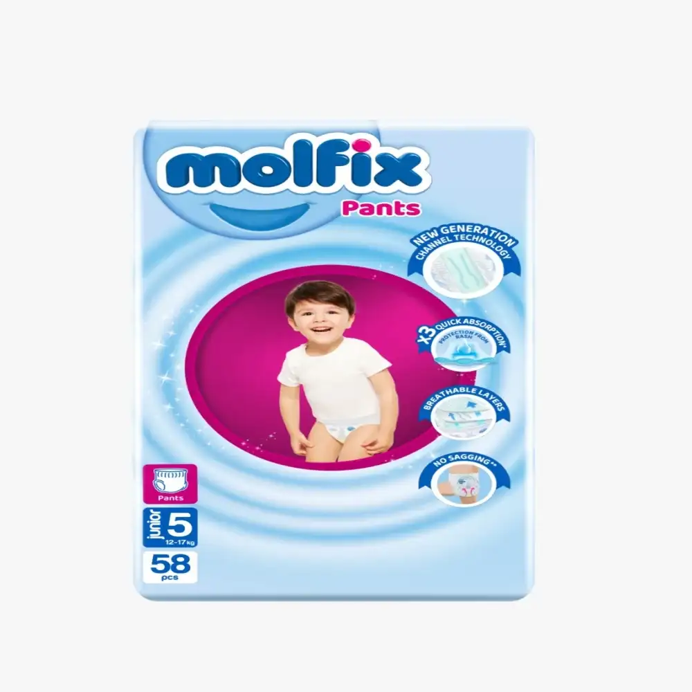 مولفيكس  - حفاضات بانتس - عبوة جامبو - مقاس جونيور 5 - 58 قطعة - قد يختلف تصميم العبوة